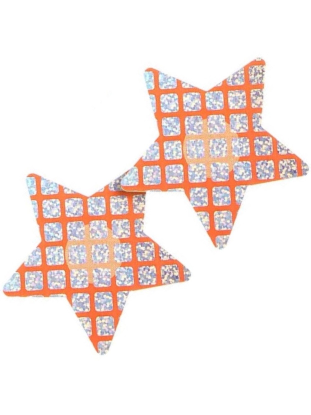 Orange Holographic Star Nipple Pasties Festival Rave Adhesive Covers